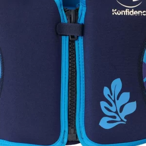 Konfidence Schwimmweste Neopren KJ14-B, Für Kinder, 2 – 3 Jahre, 12 – 20 Kg, Blätter, Blau 7